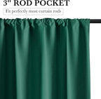 RYB HOME 100% Blackout Short Curtains for Small Window, Thermal Insulated | Total Room Darkening, Noise Reducing, Curtains for Kitchen Bathroom Basement, W52 x L36, Dark Green, 2 Panels - Image 3