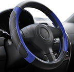 Elantrip Steering Wheel Cover Leather 15 1/2-16 inch Universal Padded Soft Grip Breathable for Car Truck SUV Jeep Anti Slip Blue and Black by Elantrip