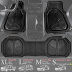 CAR PASS Heavy Duty Rubber Car Mats with Cargo Liner, Deep-Dish Car Floor Mats and Trunk Mat All Weather, Universal Trim-to-Fit for SUVs Trucks Sedans, Waterproof Anti-Slip, Trimmable V12 Black - Image 2