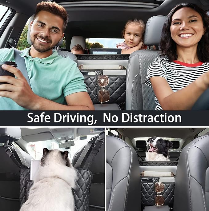 AICEL Car Handbag Purse Holder Between Seats, Auto Seat Leather Organizer Pocket, Front Seat Bag Box Storage for Cell Phone Document, Backseat Barrier for Kids Pet, Fits for Most Vehicles - Image 7