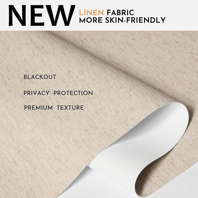 Persilux Blackout Roller Shades for Window Blinds,Cordless,Linen Fabric,Thermal Insulated Fabric UV Protection Shades for Home,Office,Bedroom,Door,Blackout-Beige,17" W X 64" H - Image 2