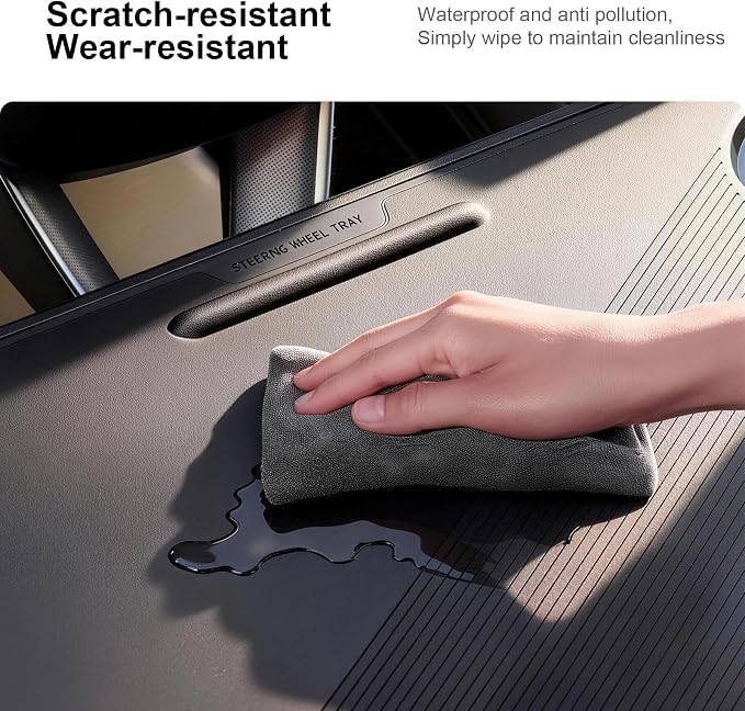 2-in-1 Car Steering Wheel Desk Tray & Car Seat Gap Filler Organizer – Silicone Look Table for Laptop, Eating Food, Writing – Work Road Trip Essentials Accessories（red） - Image 4