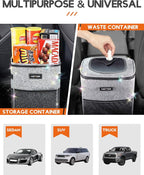 HOTOR Car Trash Can, Compact Waterproof Organizer, Leak-Proof Bin, 2-Gallon | Sparkle White, Multifunctional Car Accessory with Adjustable Straps & Magnetic Snaps for Interior Car Storage - Image 6