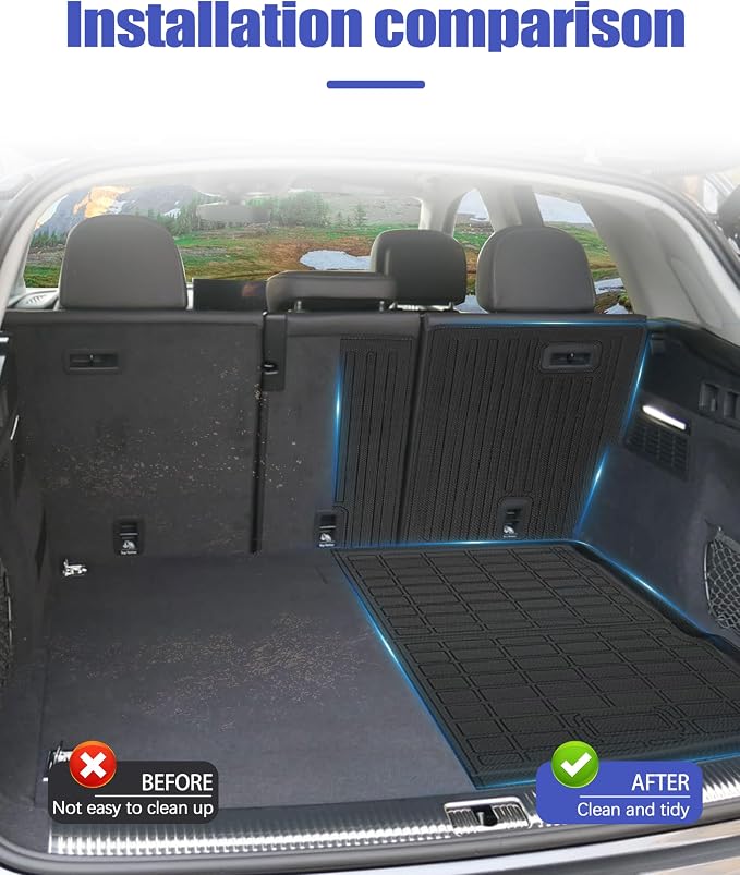 Cargo Liners Backrest Mat for Audi Q5 Accessories 2018-2025 with Hook&Loop Rear Trunk Mat Rear Seat Back Cover Protector All Weather Anti-Slip Split Dog Liner 4 PCS - Image 2