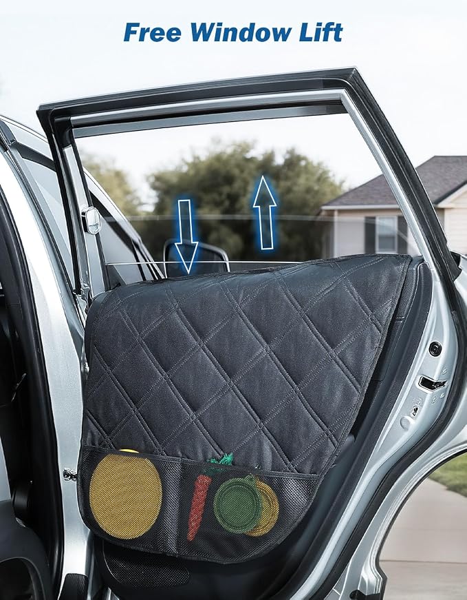 JOYTUTUS Dog Car Door Protector Compatible with Sedan/Family Car/Small SUV, Waterproof & Anti-Scratch Door Protector from Dog Scratching with Storage Pockets (2 Packs Universal Fit) - Image 3