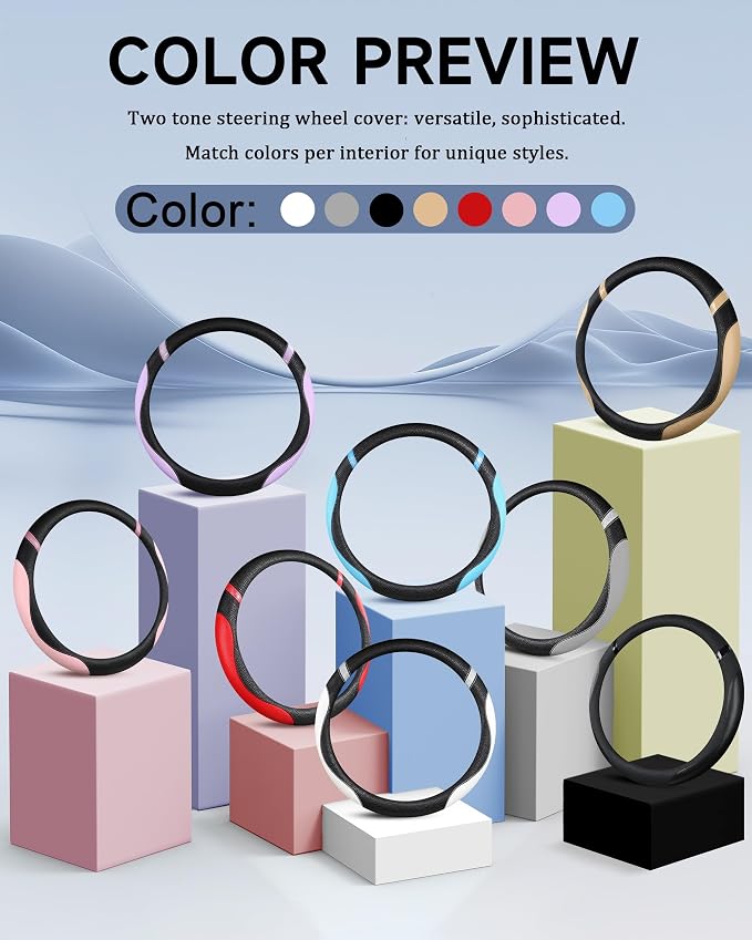 Steering Wheel Cover for Car Leather Universal Steering Wheel Covers for Men Women Fit Cars SUV Truck Pickup 15inch (Beige) - Image 5