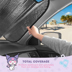 Carbella Kuromi Car Windshield Sun Shade, Official Sanrio Accordion Style Sunshade for Car Window, Cute Kawaii Car Sun Shade Windshield, Kuromi Car Accessories for Women (Neon Party) - Image 9