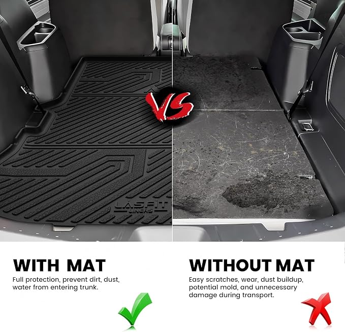 LASFIT Cargo Mat for Ford Explorer 2011-2014 & 2015-2019 Trunk Liner | Custom Fit All Weather Protector TPE One-Piece Design Easy Installation Easy Clean Trunk Mat Accessories, 1pc Black - Image 3