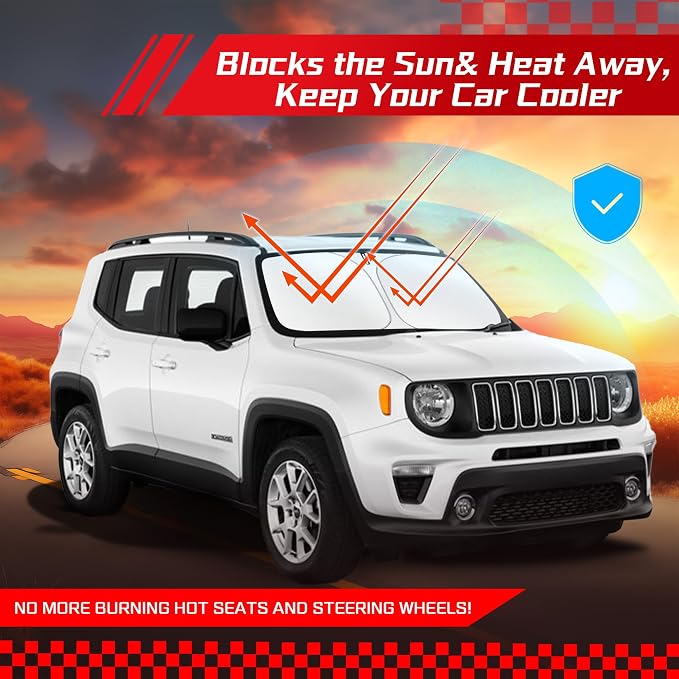 ARISMOTOR Windshield Sun Shade for Jeep Renegade 2015-2024 | Custom Fit, Foldable, Front Window Sunshade Sun Visor Protector, Block UV Rays, Keep Car Cooler - Image 7
