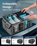 HOTOR Trunk Organizer - Foldable Car Organizer for SUVs & Sedans Storage | Sturdy Car Organization for Men & Women, Car Accessories, Tools, Sundries, Grey, 2 Compartments, 21.3" x 12.6" x 10.6" - Image 5