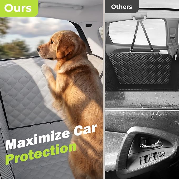 Pecute Dog Car Seat Cover for Back Seat 53.54 * 23.62 in, Car Window Fixing for Maximum Car Protection, Leather Fabric Back Seat Extender for Dogs, Waterproof & Scratch-Resistant, Support to 330 lbs - Image 3