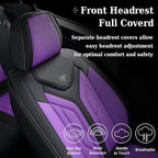 Coverado Car Seat Covers Full Set, Car Seat Protectors Leather Seat Covers for Cars, Automotive Seat Covers Car Accessories Universal Fit for Most Sedans SUV Pick-up Truck(Black&Purple) - Image 5
