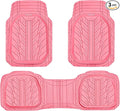 CAR PASS DeepDish Pink Floor Mats for Cars Full Set,Heavy Duty Rubber Car Mats 3-Piece,Universal Waterproof Trim-to Fit Automotive Floor Mats for Truck Van SUV, Durable All-Weather Car Mats (Pink) by CARPASS