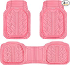 CAR PASS DeepDish Pink Floor Mats for Cars Full Set,Heavy Duty Rubber Car Mats 3-Piece,Universal Waterproof Trim-to Fit Automotive Floor Mats for Truck Van SUV, Durable All-Weather Car Mats (Pink) by CARPASS