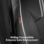 EKR F150 Seat Covers Custom Fit for (SuperCab) Ford F-150 STX 2024-2026 & F150 XL/XLT 2021-2026 & Lariat 2021-2022 Full Set,(2 Door,Rear W/NO Armrest) -Faux Leather(Black with White Trim) - Image 5