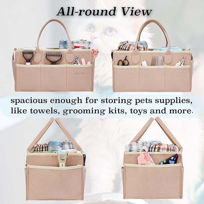 Pet Grooming Tote Bag, Dog Grooming Supplies Organizer Bag, Dog Grooming Bag for Travel Outdoor(BAG ONLY) (Khaki) - Image 2