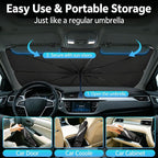 [2026 Upgrade] Windshield Sun Shade Umbrella, Foldable Car Front Window Sunshade with Titanium Coating, UV Rays Blocker & Heat Shield, Keep Vehicle Cool for Car SUV Truck RV Camper Sedan (51in x 31in) - Image 6