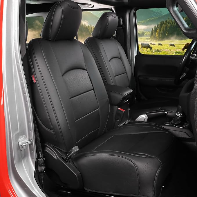 Full Set Seat Covers for 2024-2026 Jeep Wrangler 4drs,Rear w/Armrest(Black) | 1:1 Custom Fit,Factory Look,Easy Installation,Airbag Compatible,Waterproof Faux Leather & Easy to Clean,Pet Friendly by Coverdream