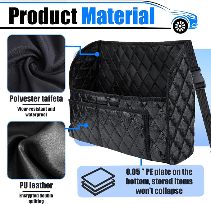 BFXM Car Purse Holder Between Seats, Leather Front Seat Car Organizer | Large Capacity Car Net Pocket Handbag Holder, Backseat Barrier Storage Bag Fits for Car, Truck, SUV, Purse Holder for Car - Image 8