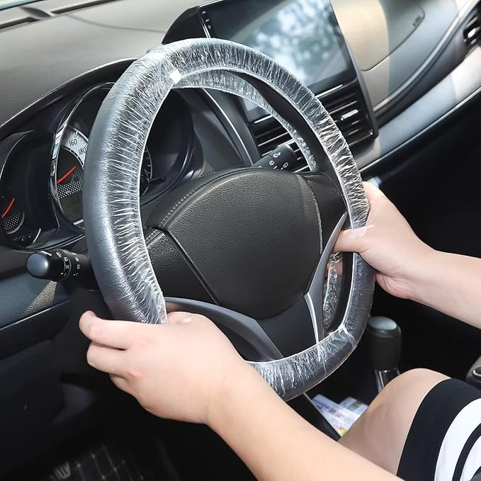 200PCS Disposable Steering Wheel Covers,Disposable Steering Wheel Protector with Elastic, Applicable to Cars, Trucks, Vans (200) - Image 4