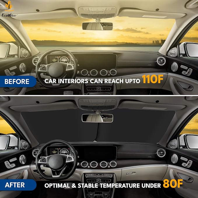 EcoNour 2-Piece Foldable Truck Window Sun Shade, UV & Heat Protection - Image 7