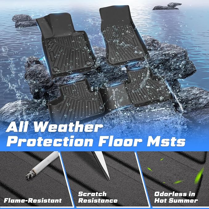 Sunsdrew Floor Mats for 2023-2026 Mercedes Benz GLC 300 / GLC 43 AMG | Front Rear Car Mats Accessories, All Weather Protection, TPE Rubber, Raised Edge - Image 2