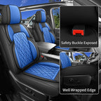 Car Seat Cover Custom Fit for Ford F150 2009-2026 Faux Leather Seat Cover Set Compatible with Regular Cab Super Cab Super Crew Pickup Truck Cushions (Black & Blue, Front Seat) - Image 3