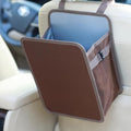 Ginsco 3 Gallons Open-Top Car Trash Can, Large Capacity Hanging Car Trash Bag with Water-Proof PEVA Liner, Stand Car Trash Bag Foldable Car Storage Bag for Cars SUV Truck (Brown) by Ginsco