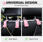 SINGARO Universal 2 Pack Car Seat Headrest Purse Hook, Carbon Fiber Back Seat Hook Storage Organizer Hanger for Purse Handbag Coat, Car Interior Accessories(Pink) - Image 4