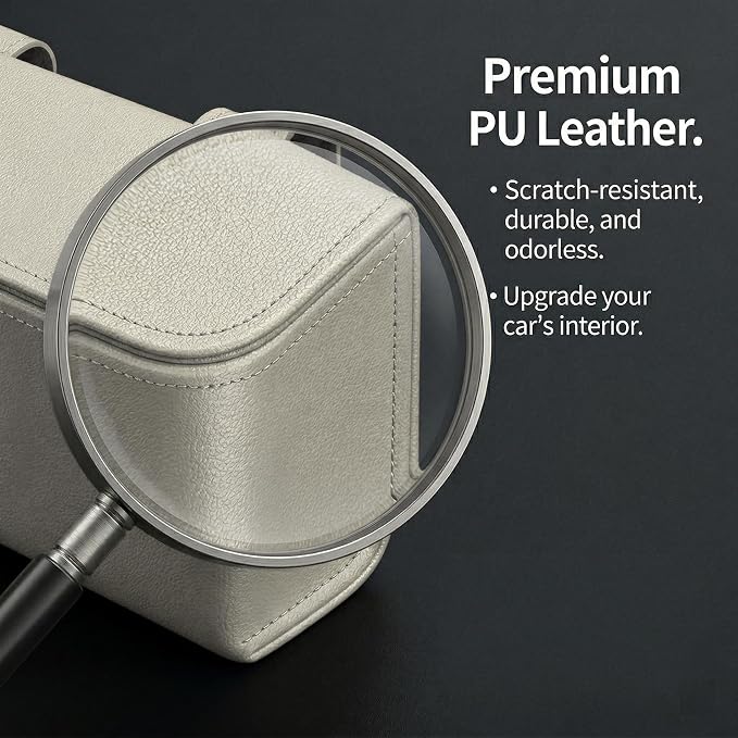 Magnetic Sunglasses Holder for Car Visor, PU Leather Clip, Beige | Soft Inner Lining, One-Handed Access, Holds Eyeglasses, Parking Tickets and Receipts, For Cars, SUVs and Trucks, 1 Pack - Image 8