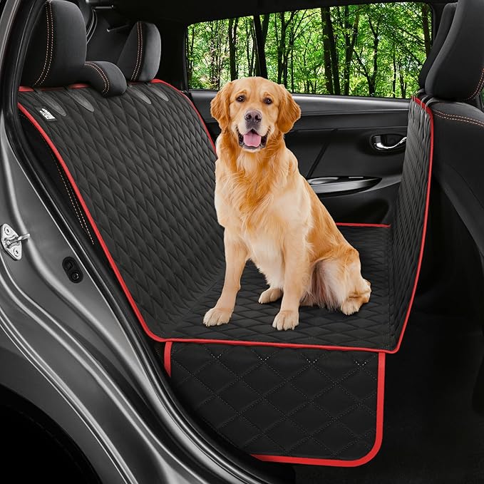Dog Car Seat Cover for Back Seat, Waterproof Hammock for Car, SUV & Truck, Non-Slip Backseat Cover for Dogs, Heavy-Duty Dog Hammock Style Seat Protector Pets, Easy to Install & Clean by Petloox