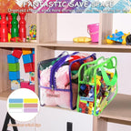 6 Colors Large Toy Storage Bags with Labels, Reusable Clear PVC Board Game Storage, Travel Waterproof Organizer Bags with Zipper for Building Blocks, Puzzle, Kids Books(3 large & 3 Widen X-Large) - Image 5
