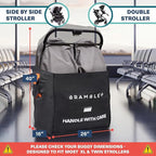 Bramble - XL Double Stroller Bag for Airplane Gate Check - Water Resistant Ballistic Nylon Travel Bag with Padded Neoprene Straps, Carry Pouch & ID Window - 39 x 26 x 16 Inches (Black) - Image 2