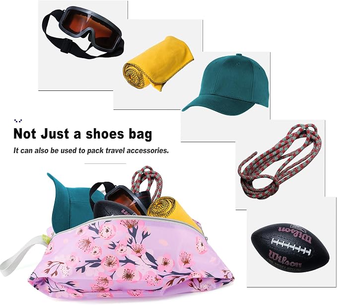 BeeGreen Shoe Organizer 6pcs Shoe Bags with Zipper Closure, Flower Design Shoe Storage Organizer with Handle Travel Bags For Men and Women, Portable Nylon Travel Gifts - Image 4