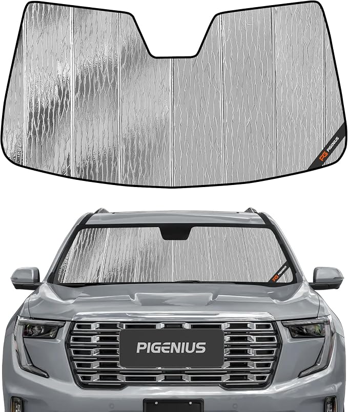 Pigenius Windshield Sunshade for GMC Acadia 2017-2023, Reversible Silver/Black by Pigenius