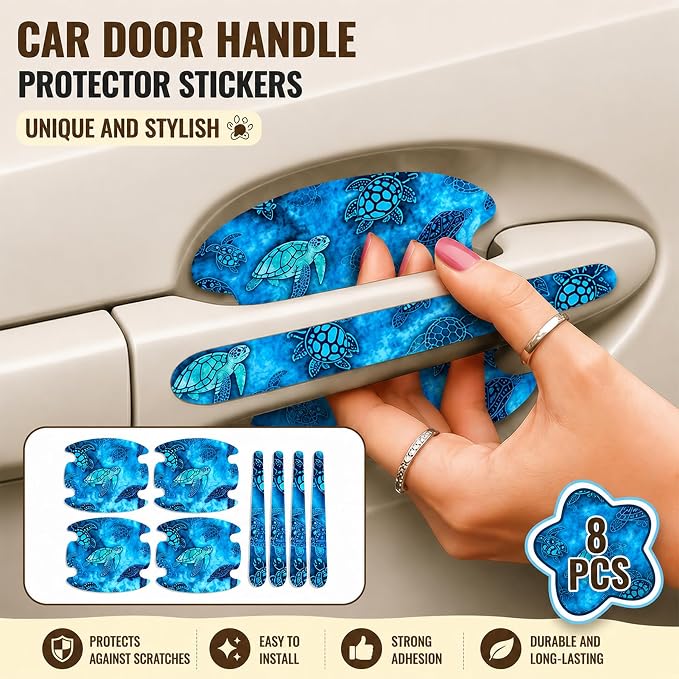8PCS Frog Car Door Handle Carbon Fiber Anti ScratchSticker Decal Cover | Door Handle Protector Universal for SUV Truck Most Vehicles, Car Accessories Frog Gifts for Women Men Nature Lover - Image 4