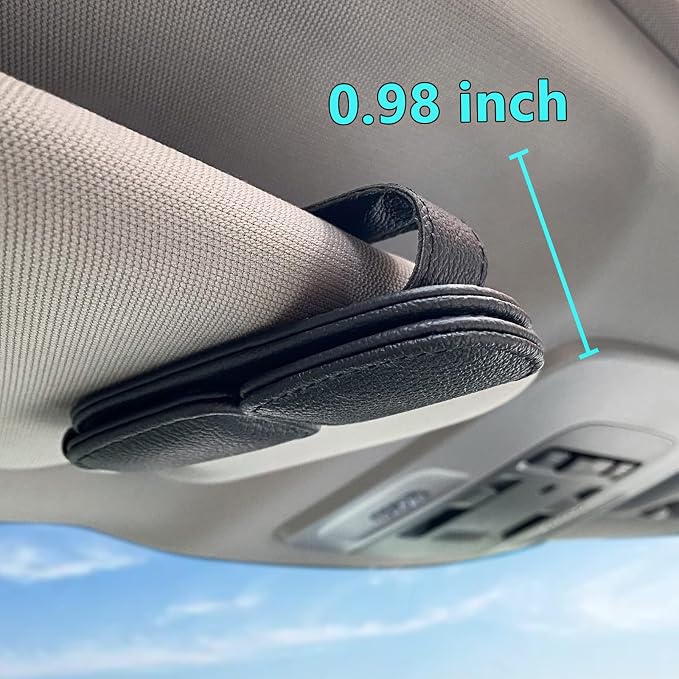 Visonx Sunglass Holder for Car Visor Clip, Magnetic Leather Eyeglass Hanger Clip for Car, Square Car Visor Accessories (Black) - Image 5
