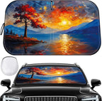 Car Windshield Sun Shade UV Reflector Foldable Front Window SUV | Blocks 98% UV Rays,Keep Interior Cool,Universal Fits Hatchback,Truck,MPV,Storage bag,57"L x 31.5"W,Car Summer Accessories by Pleneal