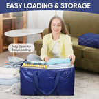 TICONN 6 Pack Extra Large Moving Bags Heavy Duty with Zippers & Carrying Handles, Durable Storage Bags Moving Boxes for Closet Organizers and Storage (6 Pack, Navy) - Image 7