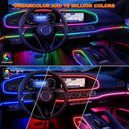 Jushope Interior Car LED Strip Lights, USB Car Ambient Lighting (2 in 1) | Dynamic Dream-color Chasing Wireless APP Control Music Sync Flexible Acrylic LED Lights for Car - Image 2