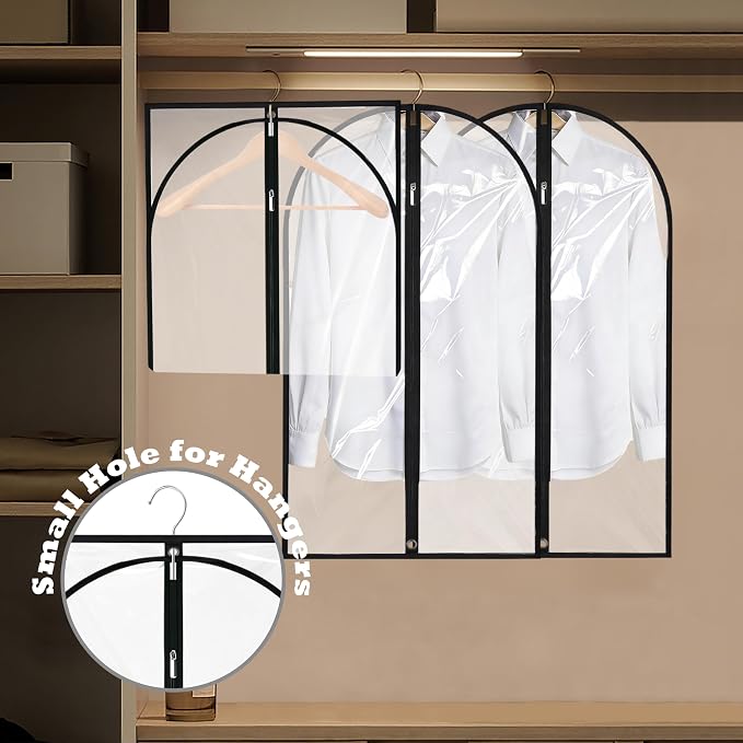 Garment Bags for Hanging Clothes, 45'' Suit Bag Cover for Storage and Travel, Dress Bags for Gowns Long (Clear) - Image 5