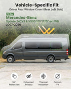 MELIPRON Driver Rear Window Cover Fit for Mercedes Sprinter 170"/170" ext | NCV3 & VS30 2007-2026, 2 Folding Ventilation Panels, Magnetic Insulated Blackout Privacy Shade for Campers & Van Lifers, Gray - Image 4