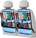 LUCMO Car Backseat Organizer with Touch Screen Tablet Holder, Light Blue | 2 Pcs,9 Storage Pockets,Clear Tablet Holder,Protectors Kick Mats,Travel Accessories,Seat Cover,Road Trip Essentials by LUCMO