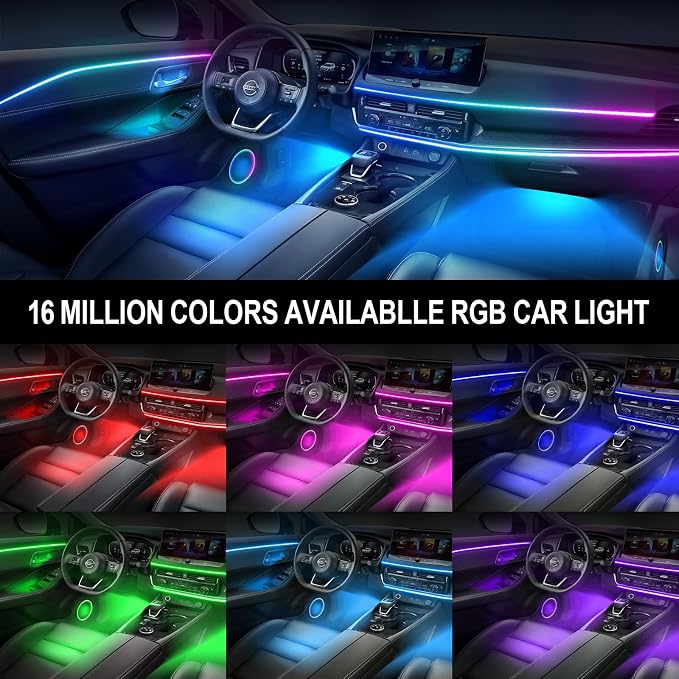 Dreamcolor Acrylic Interior Car Light 10 in 1 Automotive Ambient Light Kits with APP Control 16 Million Color 175 inches Fiber Optic Car LED Strip Light, RGB Music Sync Sound Activated Neon Light Kits - Image 5