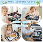 COOLBEBE Airplane Tray Table Cover, Foldable Travel Tray Cover | for Toddlers 1-3, Universal Fit for Airplane, Car Seat, High Chair, Machine Washable, Portable, Black Dinosaur - Image 2