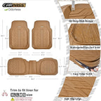 CAR PASS Tire Tread DeepDish Rubber Floor Mats for car Heavy Duty car mats All Weather, Universal XL~M Trim to Fit for Truck SUV Vehicle Automotive, Waterproof car mats 3 piece Solid Beige - Image 2