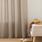 RYB HOME Sheer Linen Curtains 90 inches Long for Living Room | Rod Pocket, Easy Sliding, Linen Blend, Light Filtering, Privacy Protected, Dining Room Bedroom, Khaki, 2 Panels - Image 7