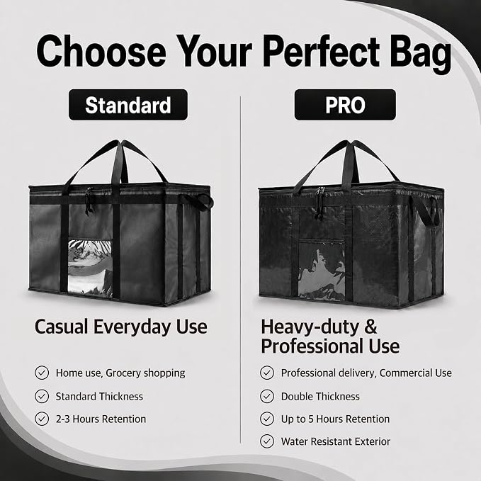 NZ home PRO Large Insulated Food Delivery Bag (3XL, Gray, 1 Pack) | Thermal bag, For cold & hot food, Water-resistant, Portable cooler, Soft sided catering tote, Grocery bag with zippered top - Image 8