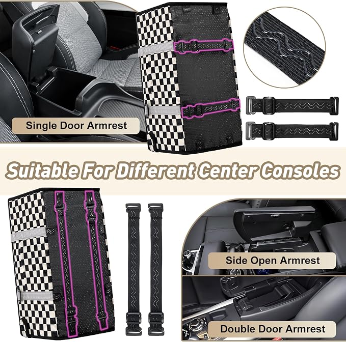 Console Dog Car Seat for Small Dogs, Foldable Booster Seat, Black Checkered | Portable Booster Seat Sits On Car Console/ Armrest. Foldable for Easy Storage. for Center Console, Easy To Clean. - Image 4