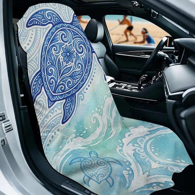 Sea Turtle Car Seat Towel Cover After Gym Quick-Dry & Absorbent Car Seat Hoodie Towel Polynesian Style Sports Towel for Gym Workout, Running, Swimming, Beach and Hiking - Image 2